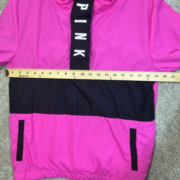 Victoria's Secret Pink Sherpa Hood Lined Anorak 1/2 Zip Logo Windbreaker Sz XS-S - Picture 4 of 12
